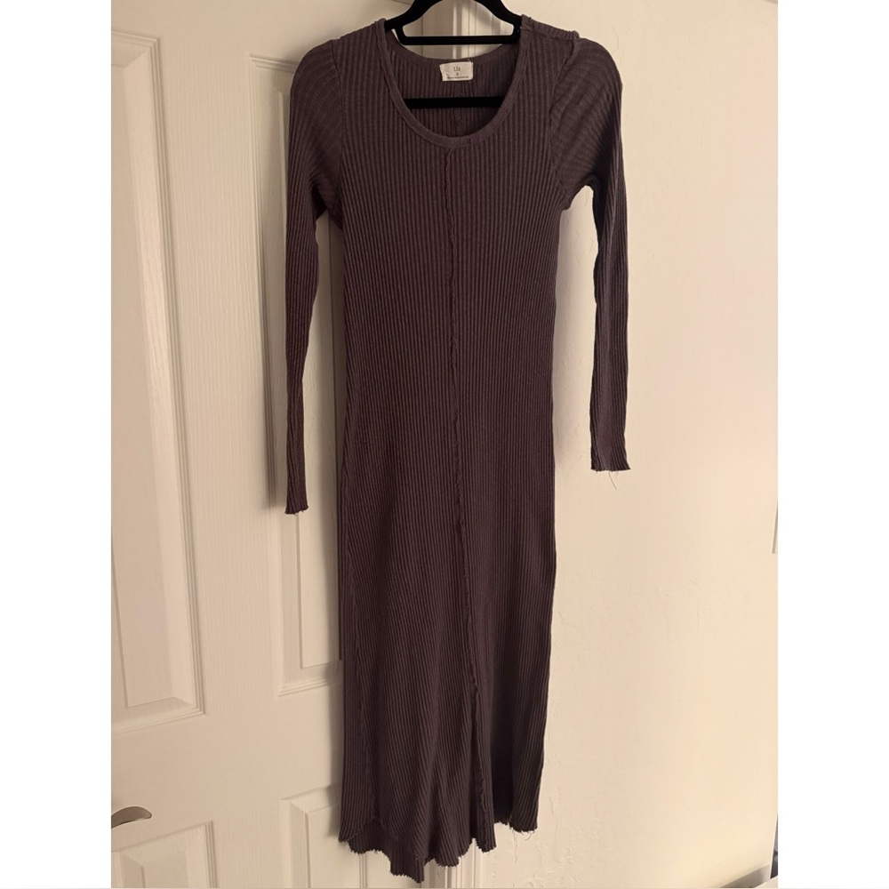 Anthropologie t.la Long Sleeve Gray Cotton Maxi Dress Size Small